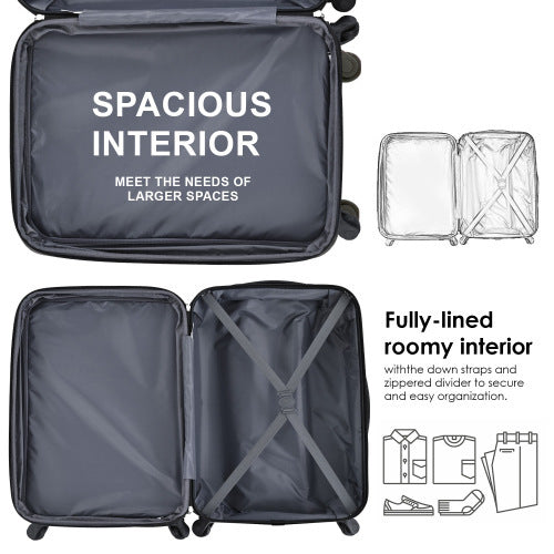 SET OF 3 ABS Hard Shell Travel Trolley Suitcase 4 Wheel Luggage Set Hand Luggage, 20,24,28 Inch
