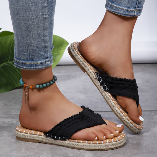 Denim jeans flip-flops