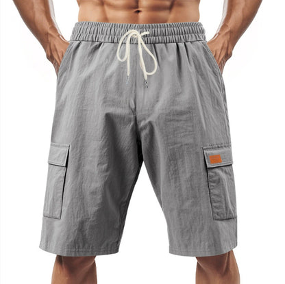 Loose Sports And Leisure Solid Color Linen Drawstring Shorts