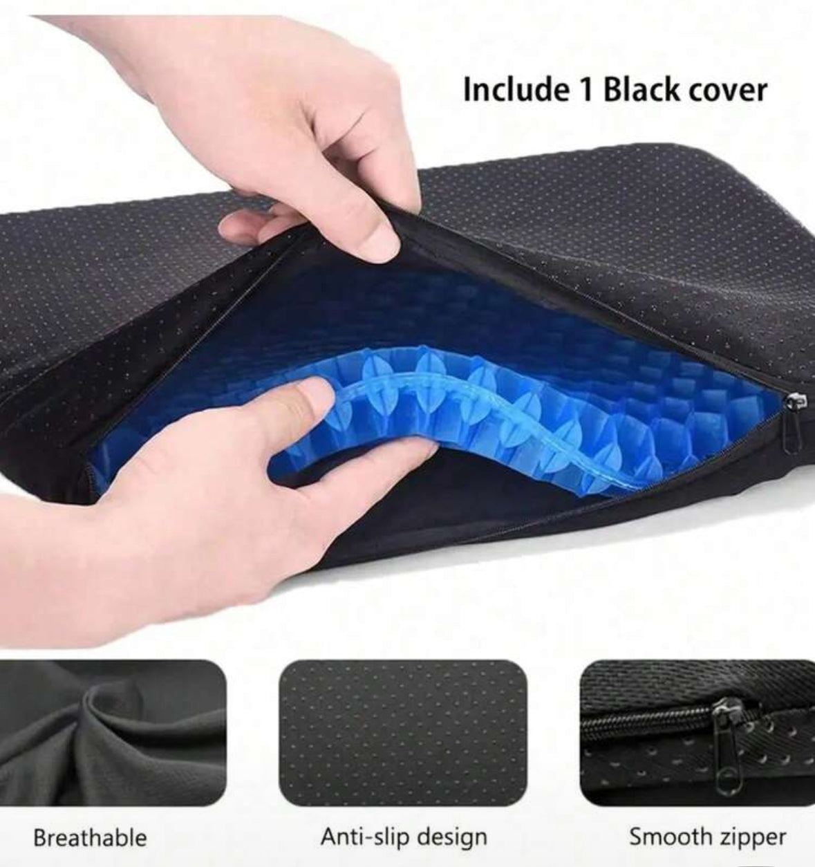 Summer Gel Seat Cushion Breathable Honeycomb Design For Pressure Relief Back Tailbone Pain For Home And Car
