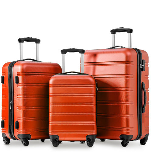 SET OF 3 ABS Hard Shell Travel Trolley Suitcase 4 Wheel Luggage Set Hand Luggage, 20,24,28 Inch