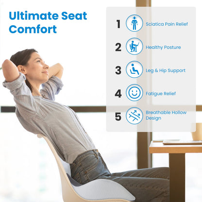 1Pc Memory Foam Seat Cushion Sciatica Pain Relief Cushion Pillow Seat Cushion With Machine Washable Cover For Home Office Car Wheelchair Airplane