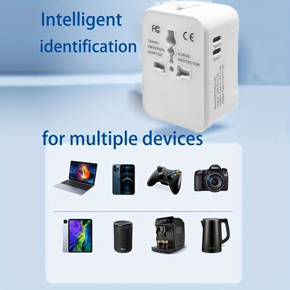 Universal Travel Adapter, Portable Worldwide All-in-One Plug Adapter With 3 USB