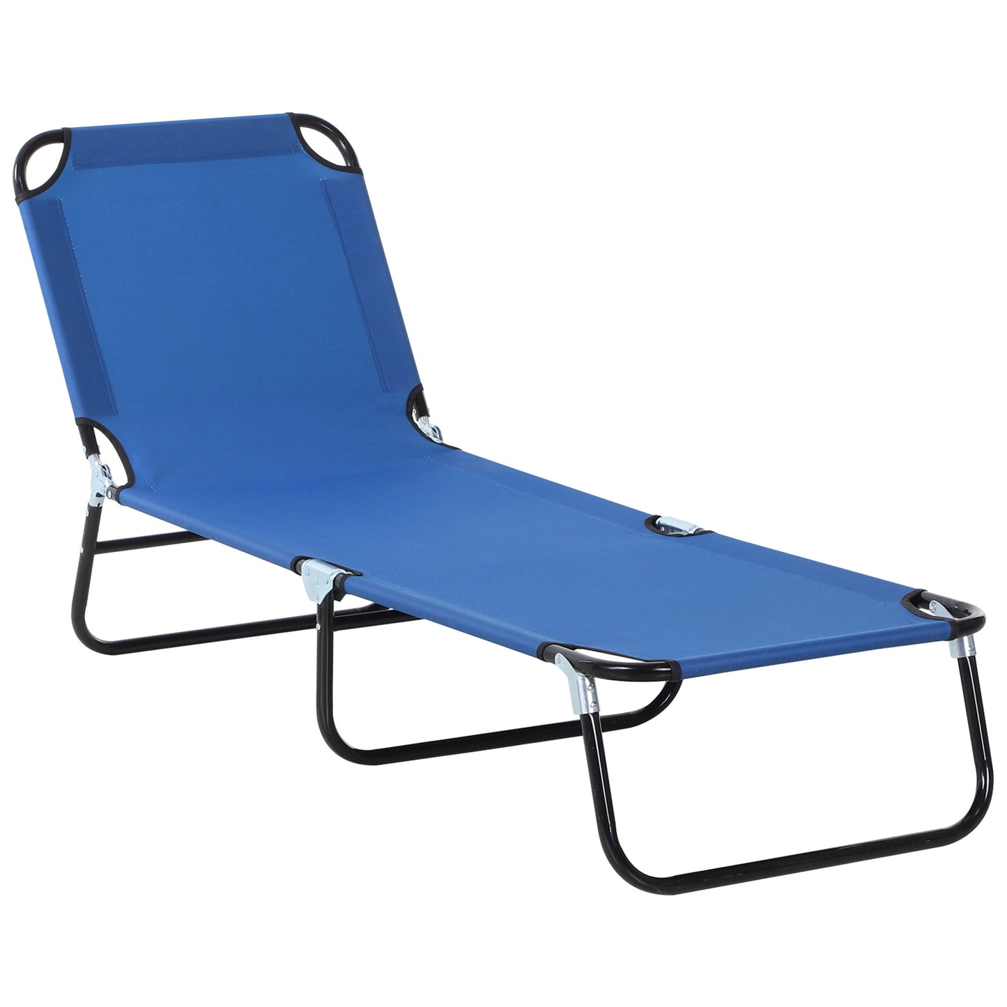 Folding Chaise Lounge Pool Chairs, Outdoor Sun Tanning Chairs with 5-Level Reclining Back, Steel Frame for Beach, Yard, Patio, Blue